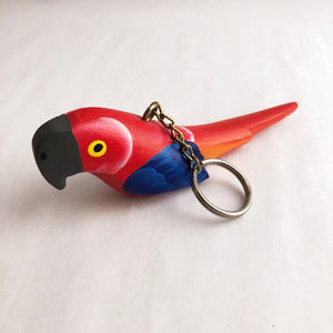 Wooden keychain with macaw