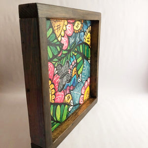 Wooden picture with flowers