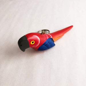 Wooden keychain with macaw