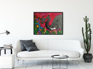 Painting acriylic Elephant and Flowers