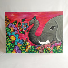 Cargar imagen en el visor de la galería, Painting acriylic Elephant and Flowers
