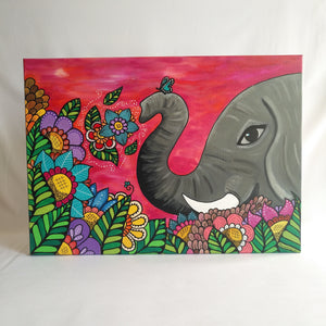 Painting acriylic Elephant and Flowers