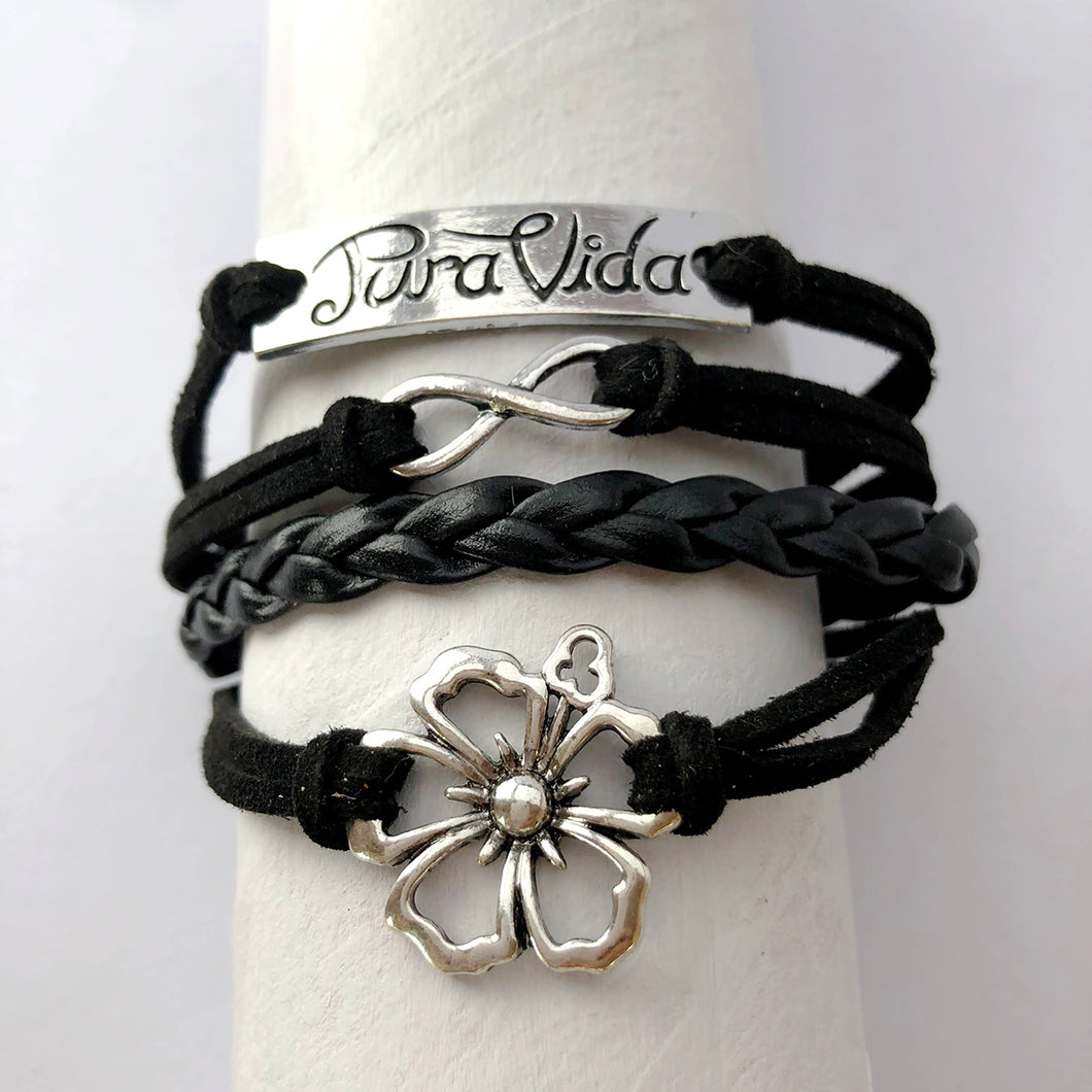 Woven Leather Flower Bracelet