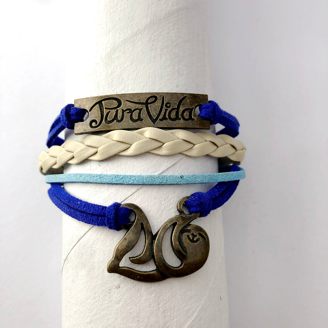 Leather bracelet sloth Pura Vida