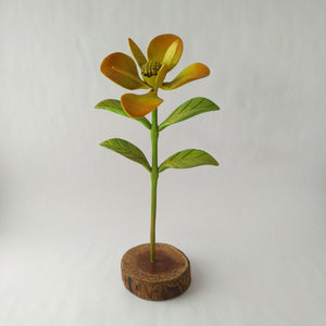 Painting Carved Flowers in wooden base